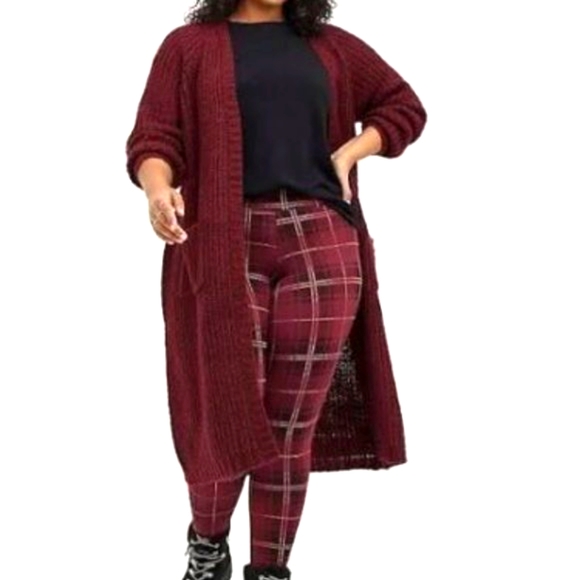 ❤️NWT VINTAGE TORRID LEGGING - HIGH RISE WINE BLACK PLAID - FULL LENGTH SIZE 1X - Picture 6 of 9
